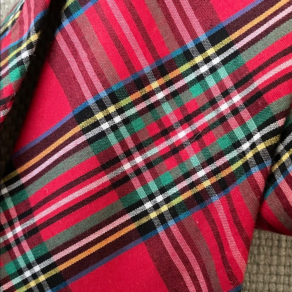 2 J. Bailey Ties/ red plaid/ green Christmas trees. Boy’s Large